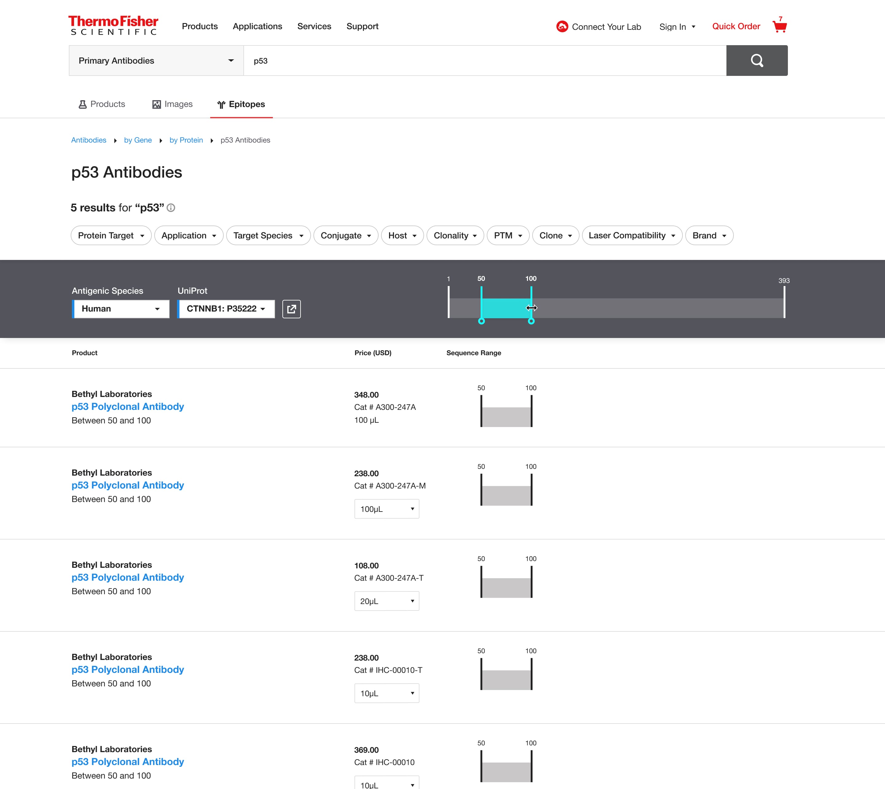 Thermo Fisher Scientific - Epitope Search